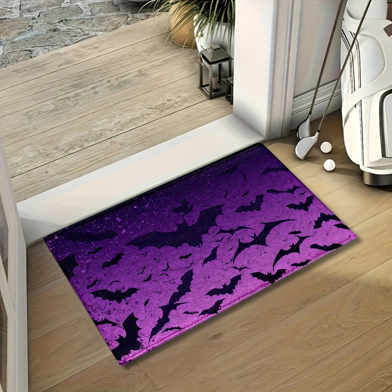 

Halloween-themed Microfiber Bath Mat - Purple , Quick-dry & Absorbent, Machine Washable, Non-slip, Kitchen, Bathroom, Shower - Ideal Gift Halloween Bathroom Decor, Fluffy Plush Winter Decor Decoration