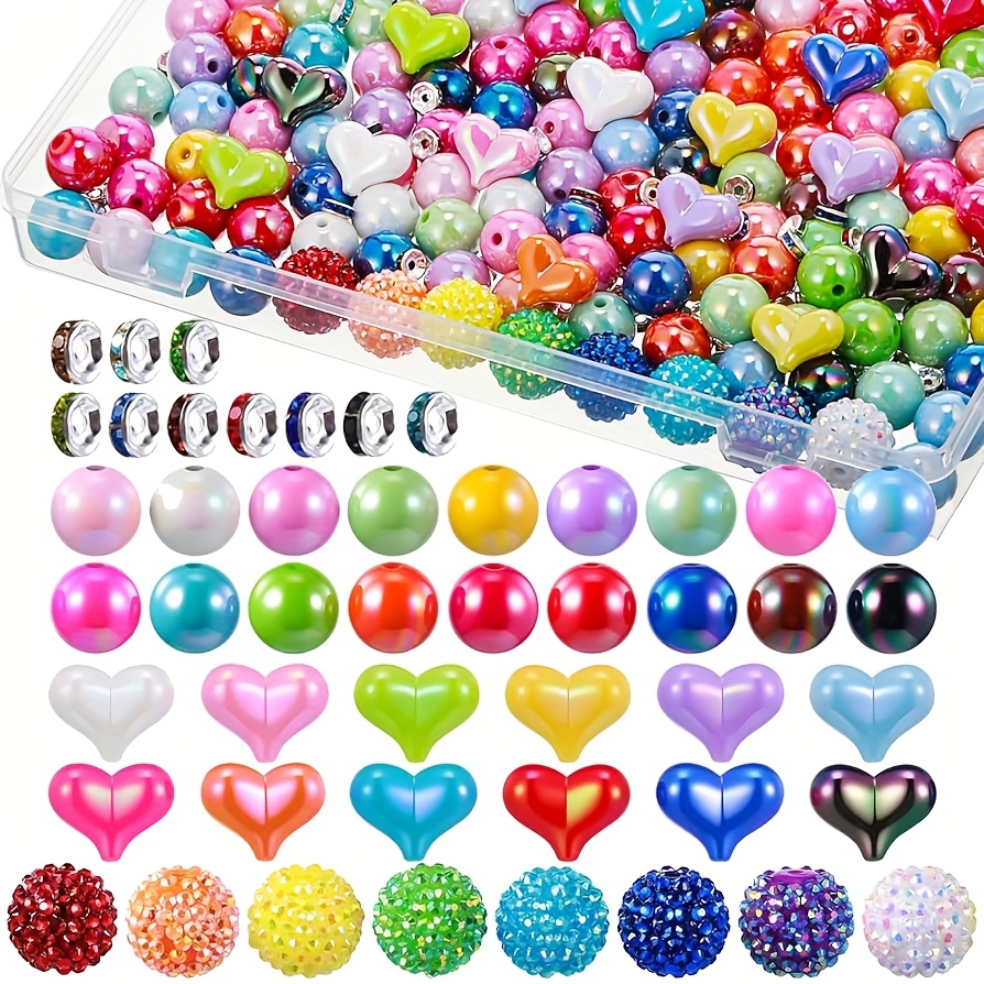Image of 300pcs Set Of Multi-specification Bead Additions Peach Heart Bow Additions Spacer Bead Additions Jewelry Beading Ballpoint Pen Beading Additions Set (excluding Ballpoint Pen)