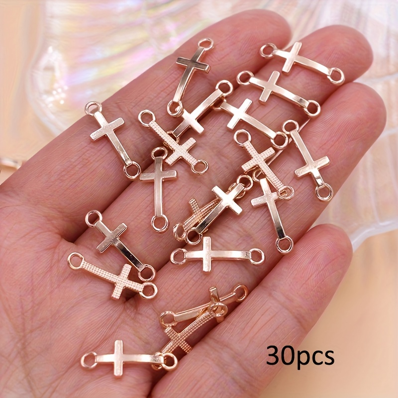 Image of 30pcs Silvery Cross Connector Charms For Jewelry Making Handmade Necklace Bracelet Key Chain Additions