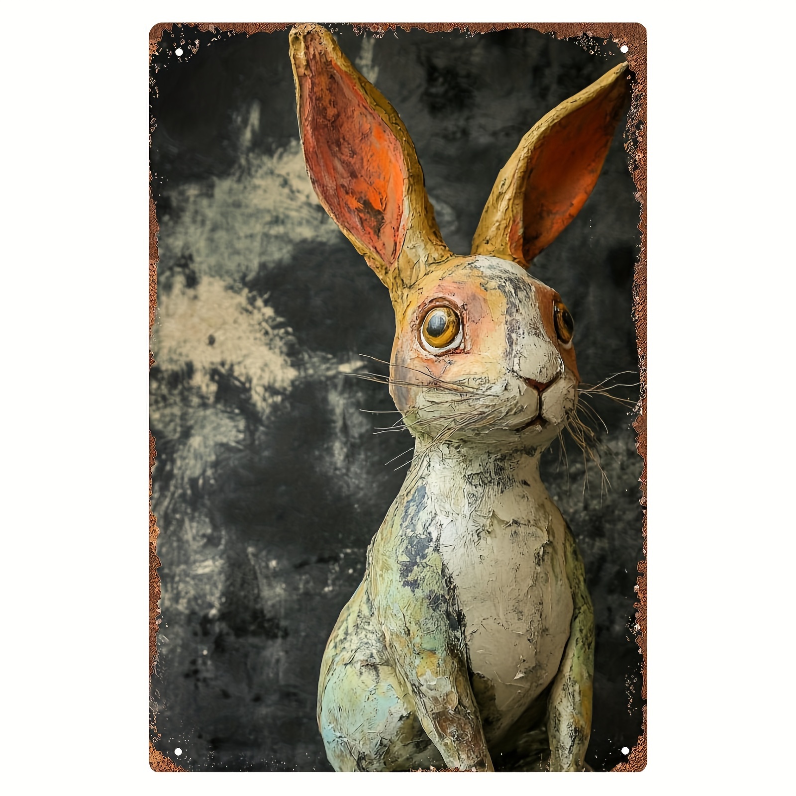 TEMU 1pc Metal Rabbit Sculpture Wall Art - Rabbit Statue With Pre-drilled Holes, Weather-resistant / Decoration Suitable For Home, Garden & Office -