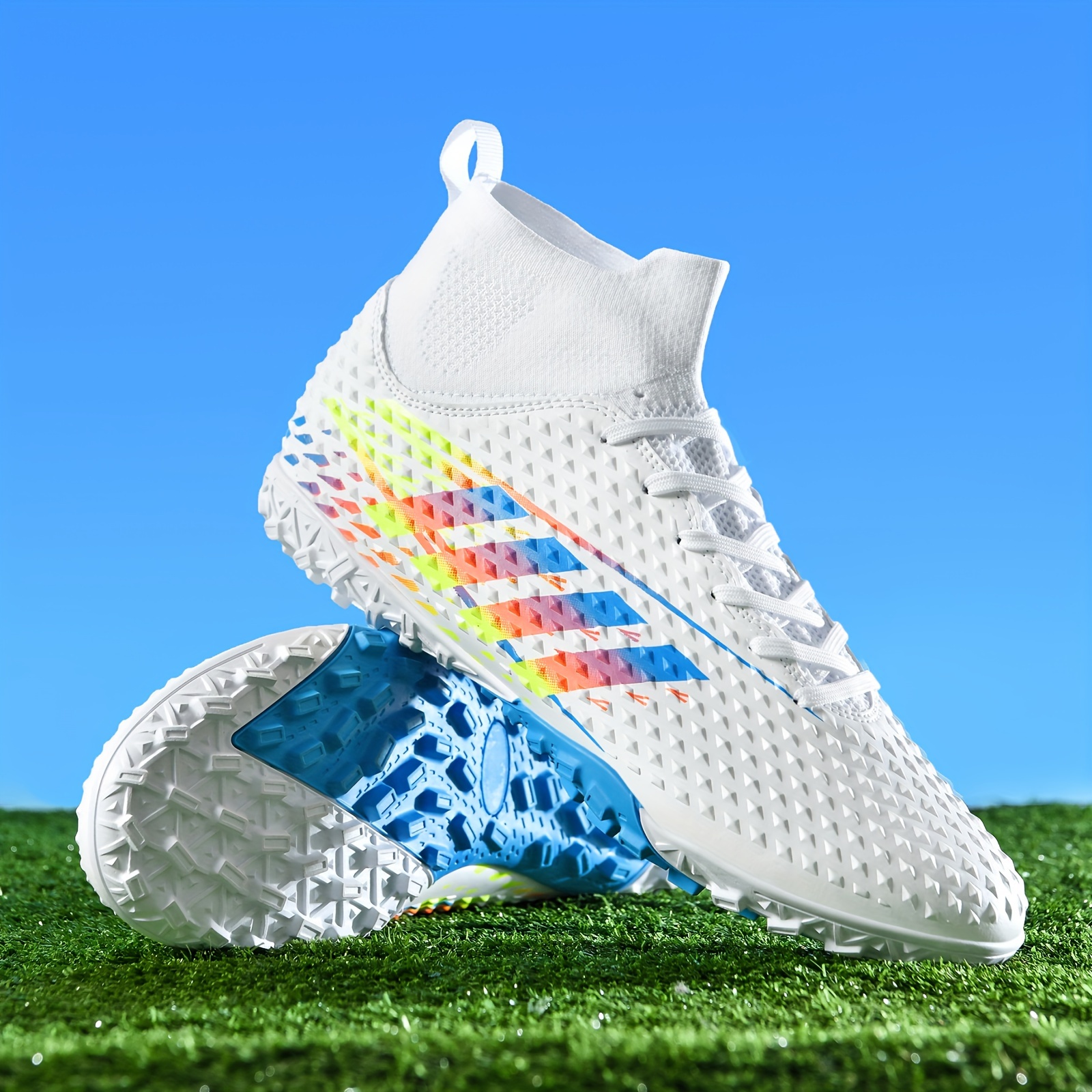 new unisex professional soccer cleats combat boots anti slip ag spikes breathable football shoes outdoor lawn light football boots competition training shoes faux leather sports soccer shoes