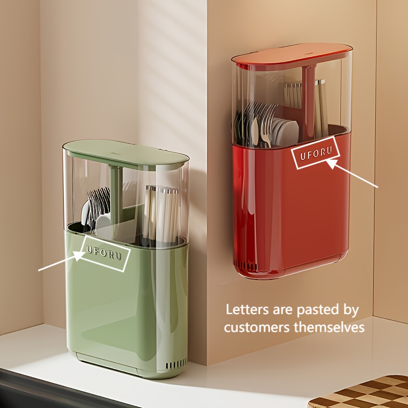 1pc ABS Chopstick Holder with Utensil Storage - Red & Green • Space-Saving Kitchen Organizer for Chopsticks, Spoons, and Forks • Durable and Stylish Design for Modern Kitchens • Kitchen Utensil Holder | Modern Kitchen Accessory | Durable Kitchenware • Chopstick Holder for Kitchen Counter