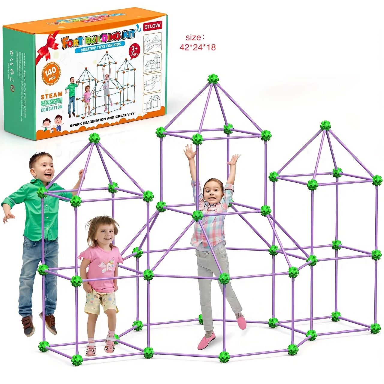 

Building Kit 140 Pieces Construction Stem Toys For3 4 9 12 Years Old Boys And Girls Forts Builder Gift Build Diy Toy For Indoor & Outdoor