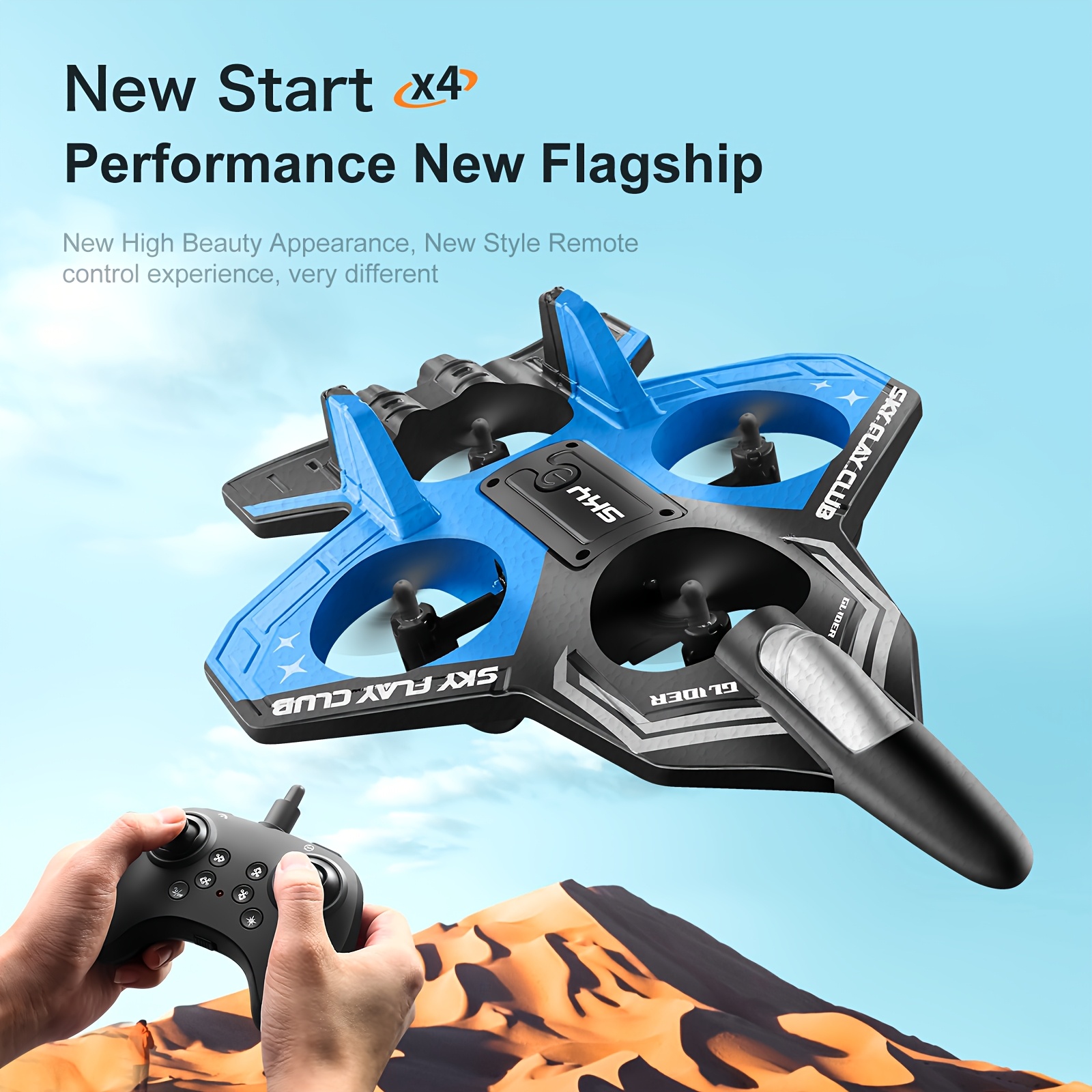 [Crash-proof Fighter] EPP Anti-Crash RC Airplane | Four-Channel One-Touch Stunts | Auto-Hover | Colorful LED Light Effects | Newbie Mastery In 10 Mins | Includes Spare Propellers