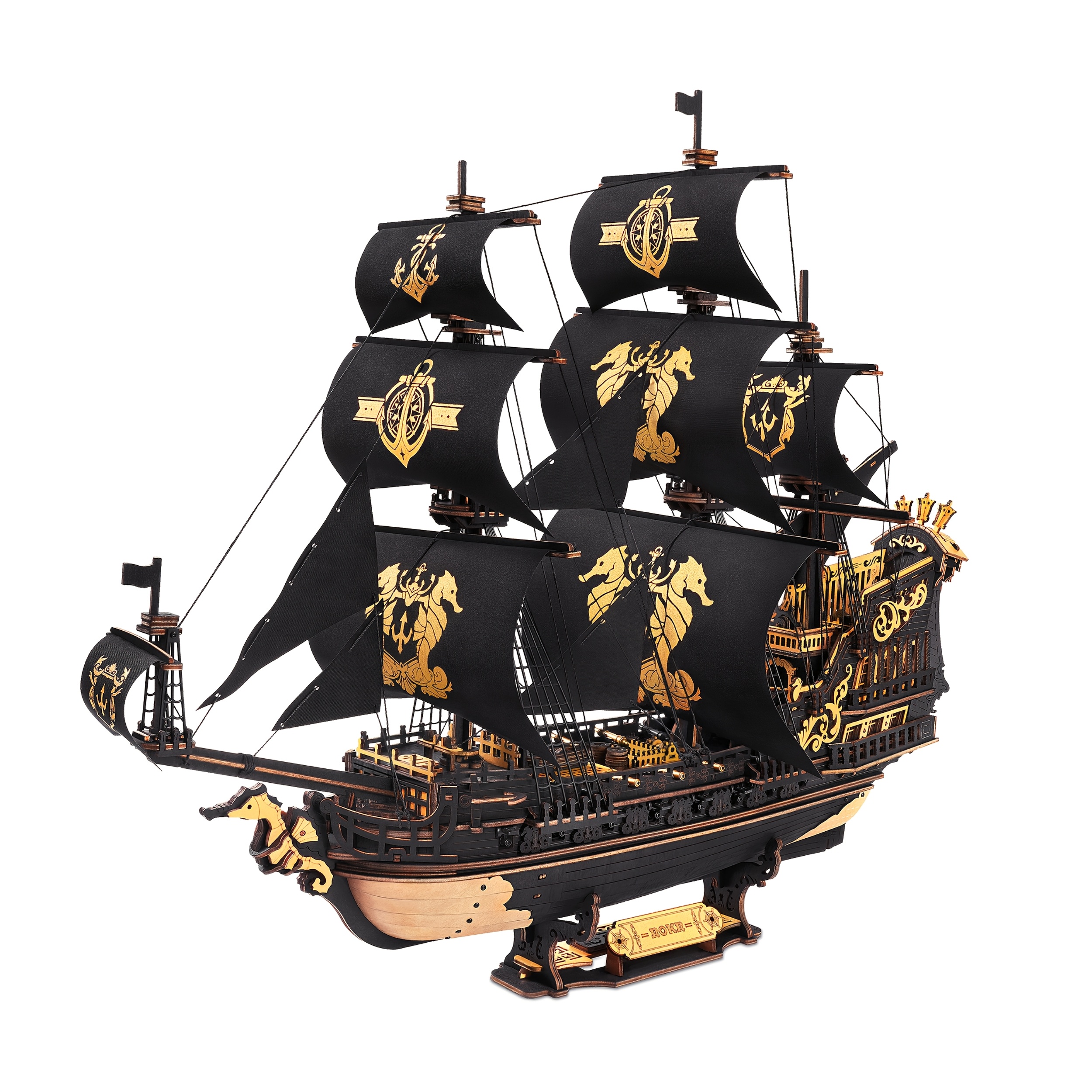 TEMU ROBOTIME Le Navire 3D Puzzle en Bois Kits de Modèles de Bateaux en Bois Kits d'Artisanat pour la Décoration de Bureau à Domicile Cadeau Unique