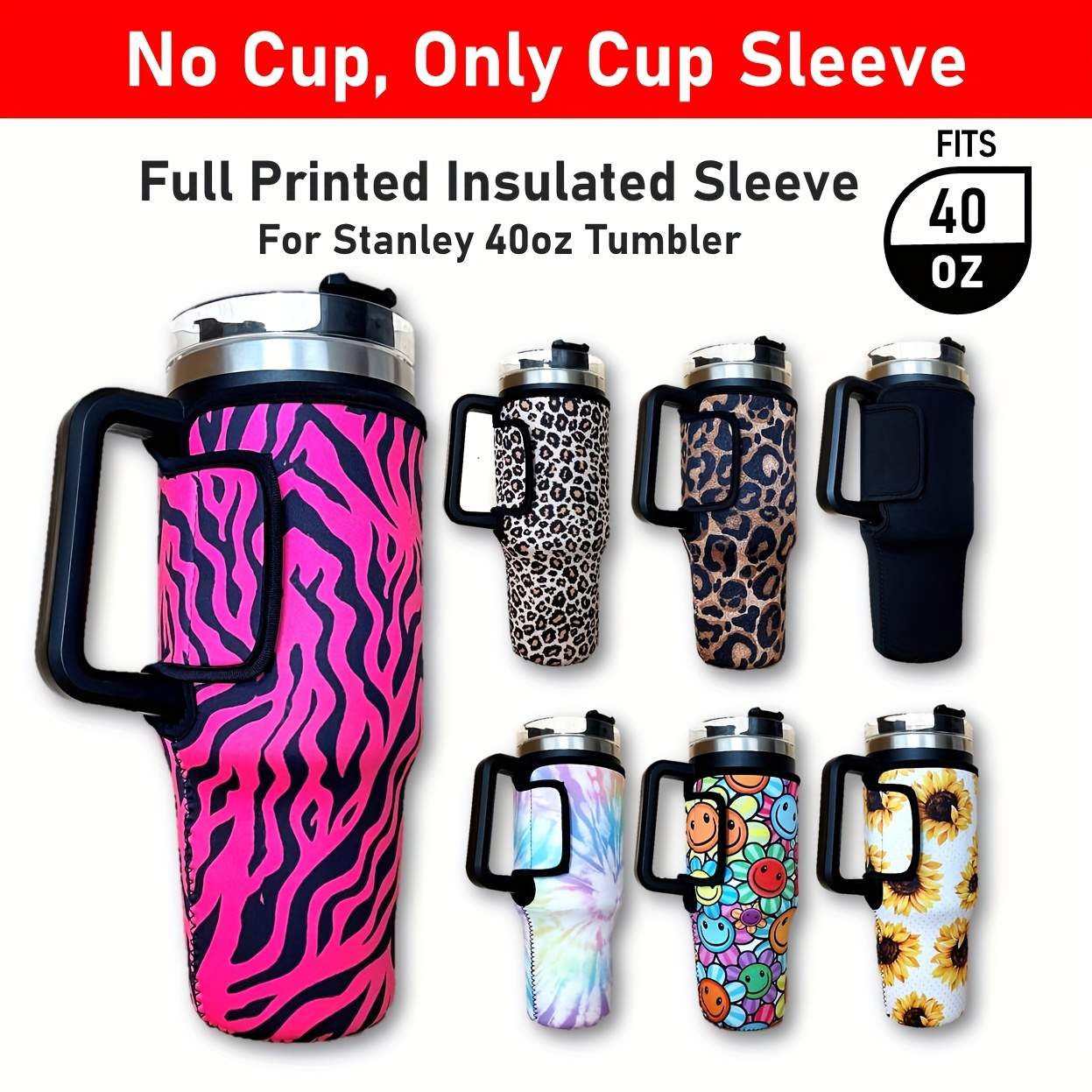 

1pc Funny Printed Cup Insulated Sleeve For 40oz/1200ml Tumbler Cup, Reusable Water Bottle Protective Cover, Cup Accessories, Suitable For Outdoor Camping, Driving And Traveling