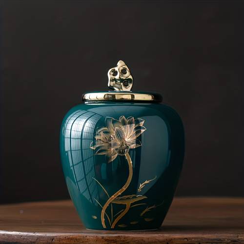 ceramic urn with lid retro pot suitable for for home decor for remains container