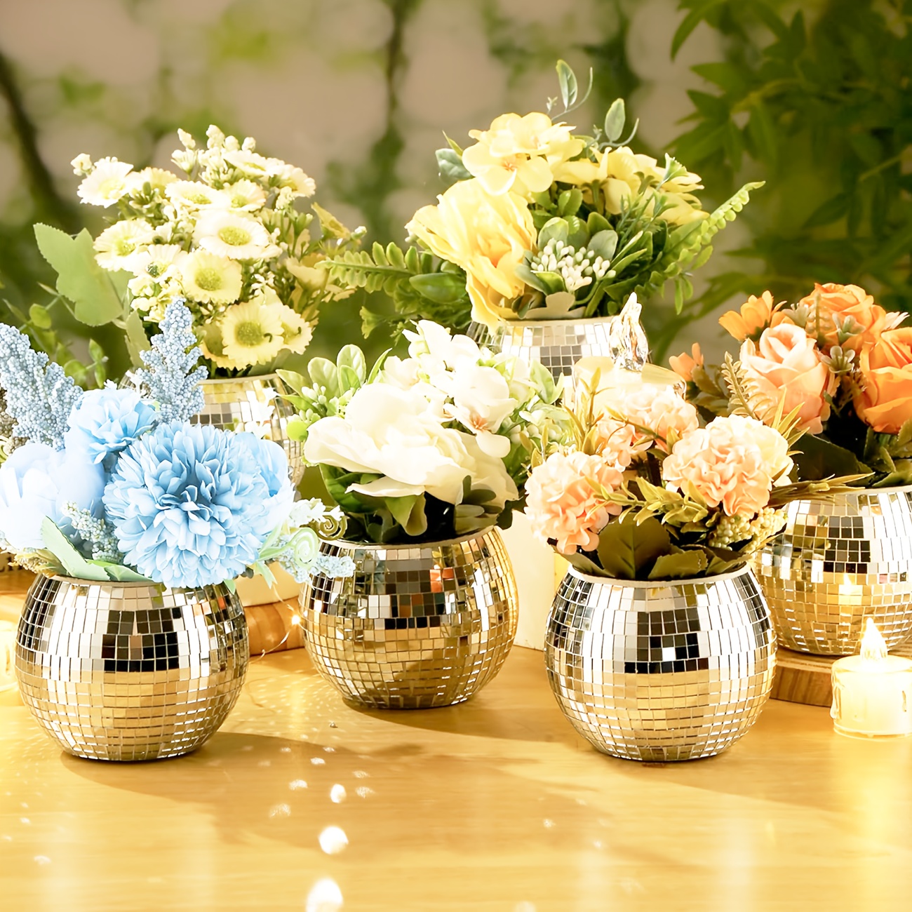 6pcs disco ball vase silvery wedding table centerpiece