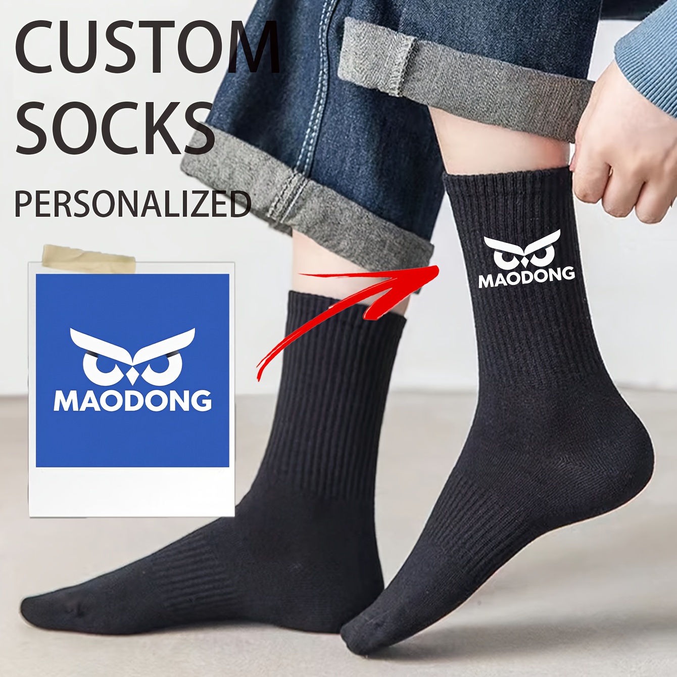 E-shop 1 Paar Personalisierte Foto-Socken – Individuelle Paar-Socken mit eigenen Fotos, Foto & Text/Nummer – Geschenkidee für Valentinstag, Hochzeit,