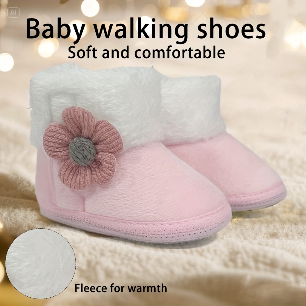 Adorable Princess-Themed Baby Girl Booties - Soft, Warm Fleece-Lined Walking Shoes for Newborns & Toddlers - Perfect Christmas & Halloween Gift