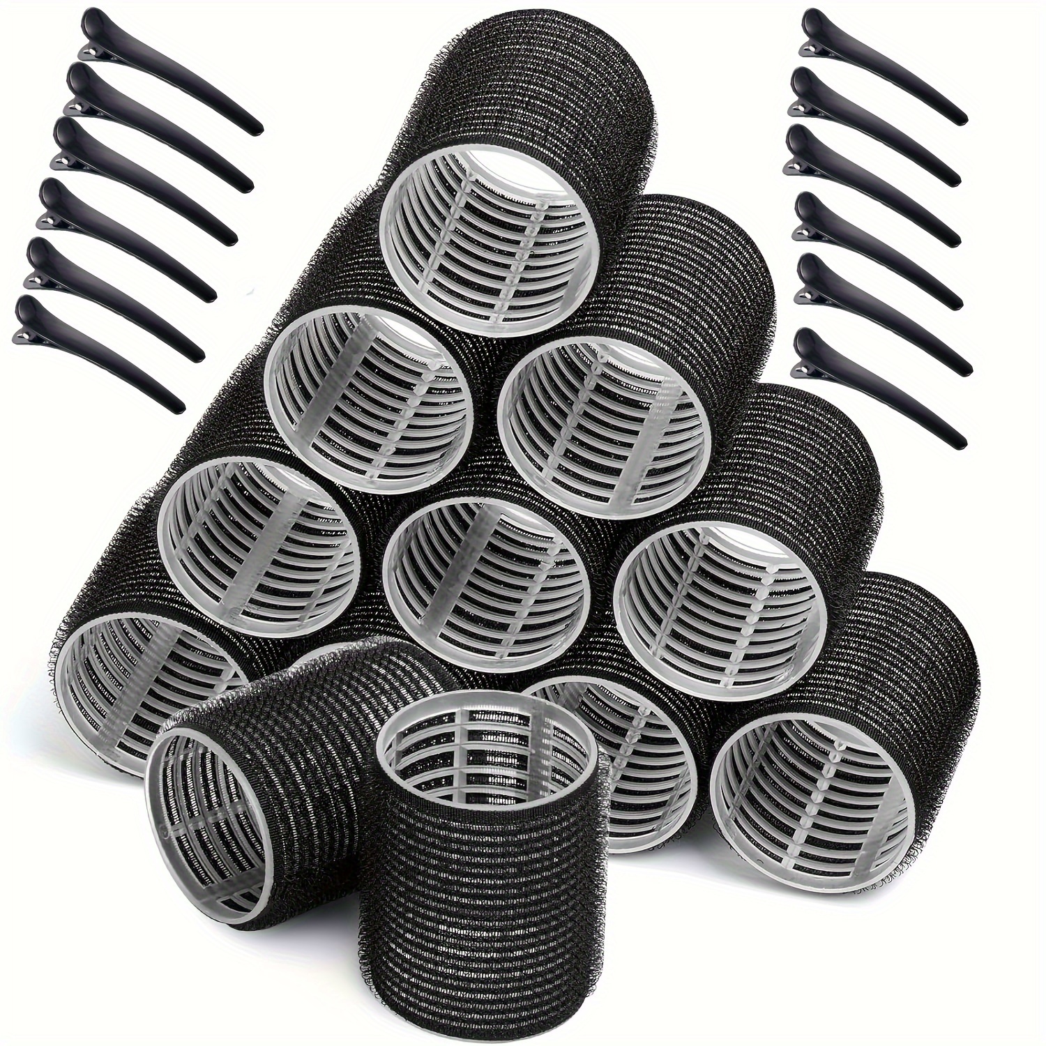 

24pcs/set Heatless Hair Curler Roller Set, 12pcs Self-grip Hair Rollers With 12pcs Hair Clips, Diy Hair Styling Tools