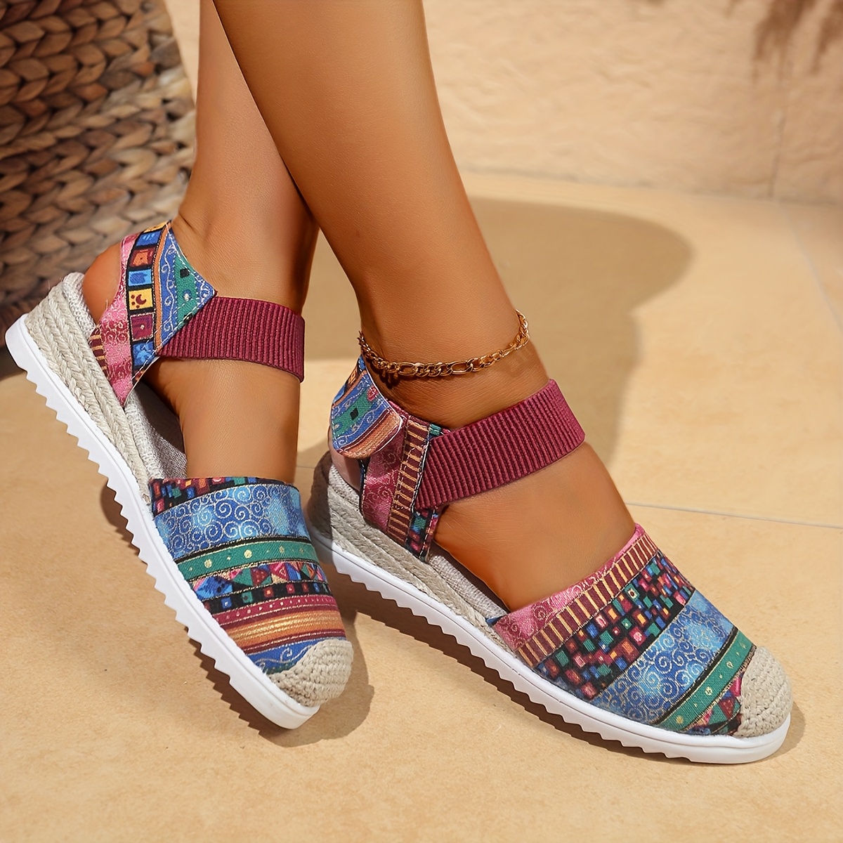 Fashionable Wedge Espadrille Slip Sandals Beach In
