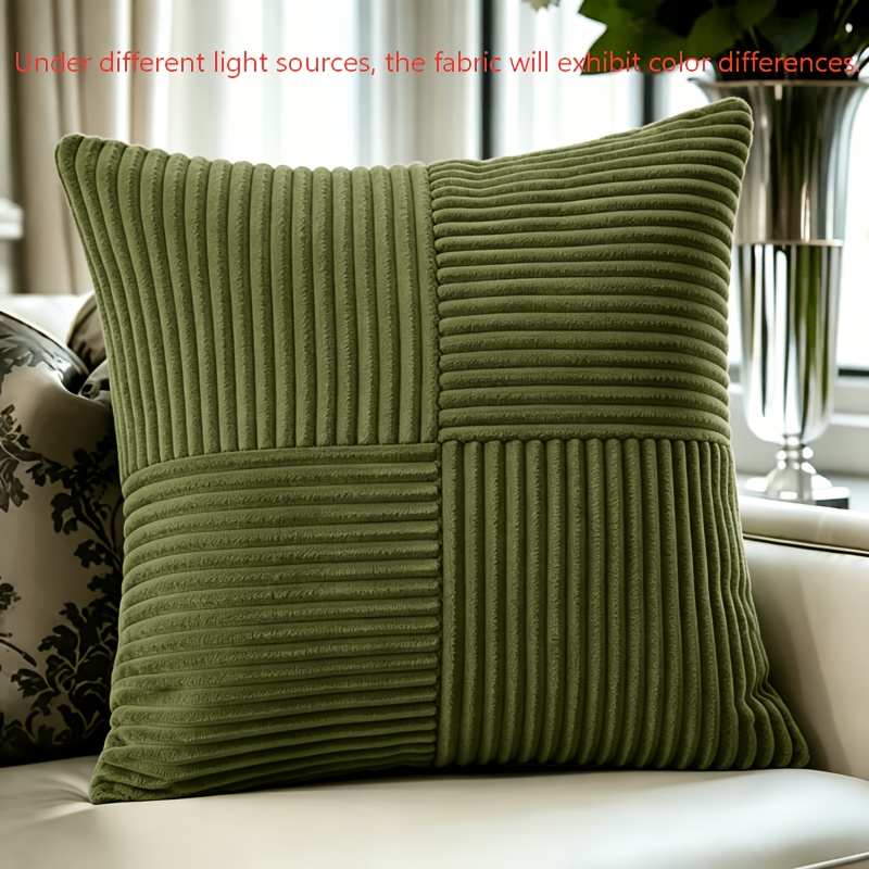 TEMU Brand New Corduroy Minimalist Living Room Large Throw Pillow Cover, Accent Pillow Cover, Clean, Soft And Comfortable, Zipper Closure, Machine