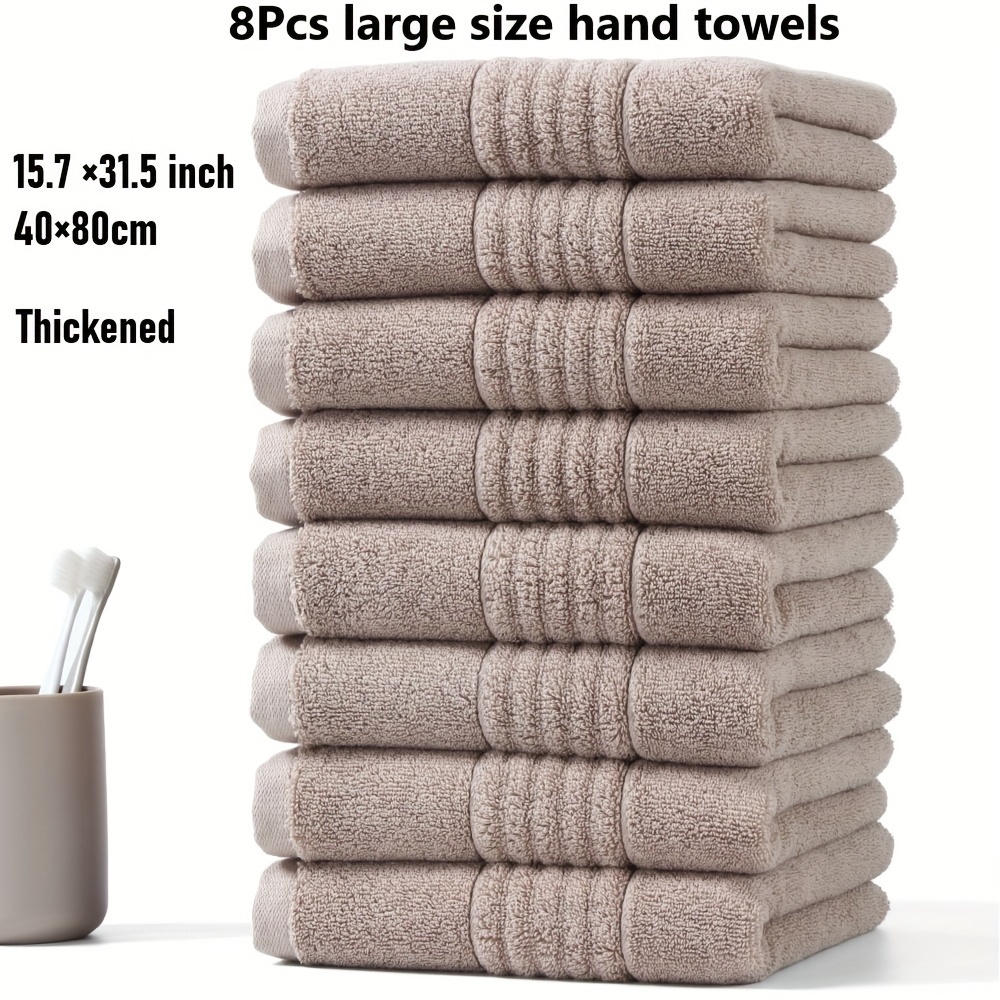 Image of 8pcs Cotton Hand Towel Set, Extra Large Hand Towel 40 X 80cm/15.7 X 31.5in, Thickened Hand Towel, Soft And Comfortable Good Absorbency, Suitable For Bathroom Shower, Hotel, Fitness, Spa