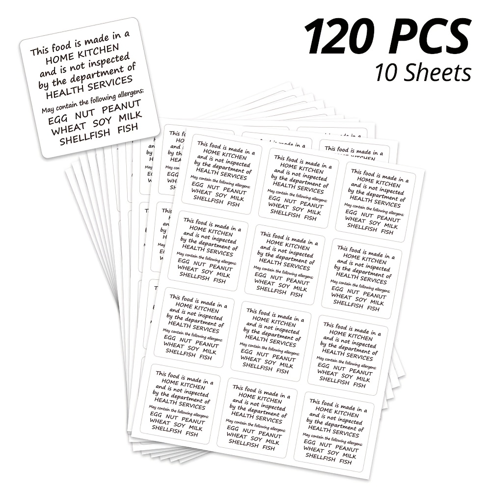 TEMU 120pcs Food Label Stickers, Home Kitchen Stickers, Food Legal Labels, Warning Stickers, Food Law Label Stickers, 3.8 X 3.8 Cm/1..5 Inches, Label