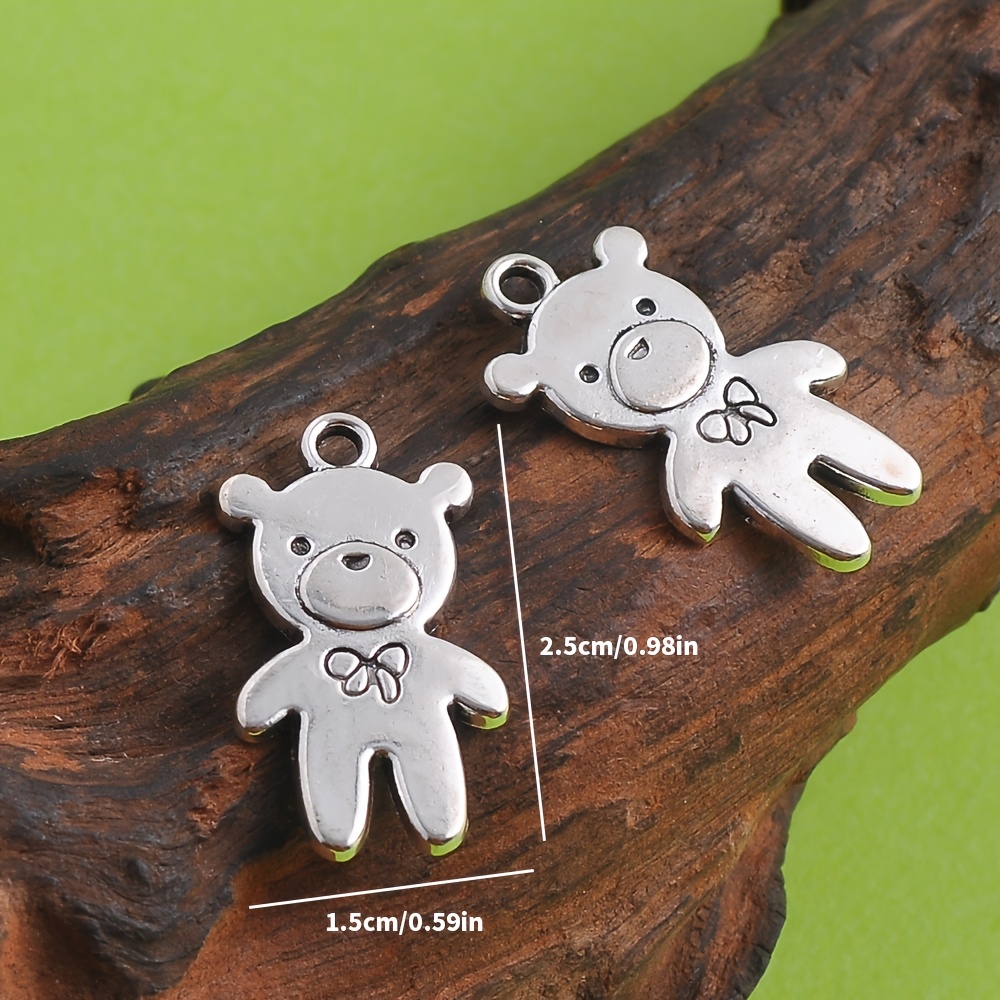 9pc Vintage Minimalist Bow Tie Bear Pendant Set, DIY Gift