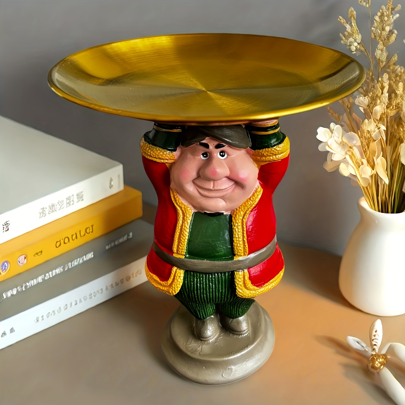 1pc islamic muslim resin miniature house shaped decorative tray with arabic dutch style traditional green golden miniature house suitable for eid al fitr ramadan christmas easter decorations cultural gift statue islamic decor non food Product details 2