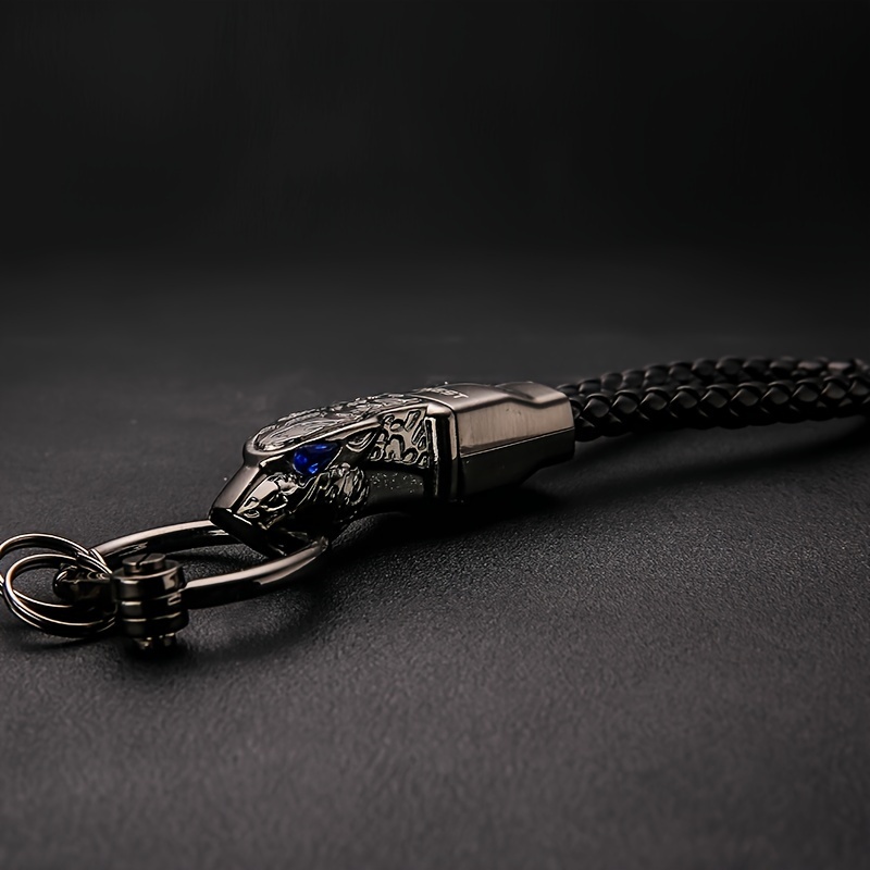 Leopard Head Car Keychain High--'s Creative Personality Car Key Ring Waist Pendant