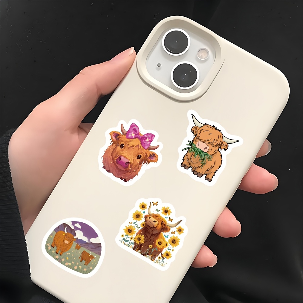 500pcs Set Of Cute Cartoon Highland Cow Doodle Roll Stickers For Decorating Phone Cases, Insulated Tumblers, And Pencil Cases
