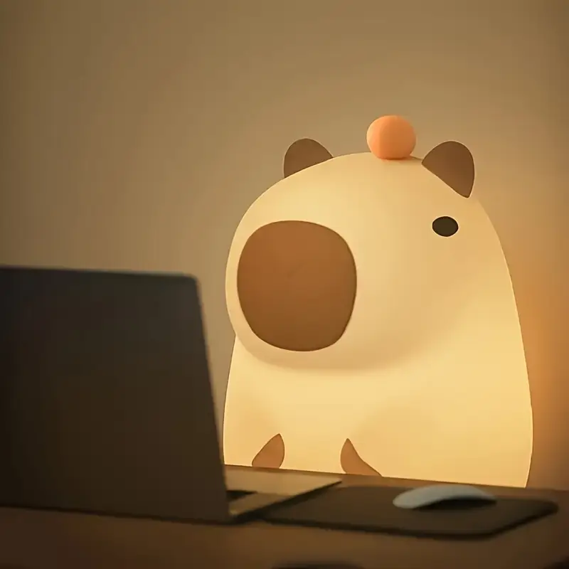 1pc capybara orange night light bedroom sensing sleep companion bedside lamp birthday christmas gift yellow plastic usb powered white light 36 1200mah rechargeable battery no electronic parts Product details 3