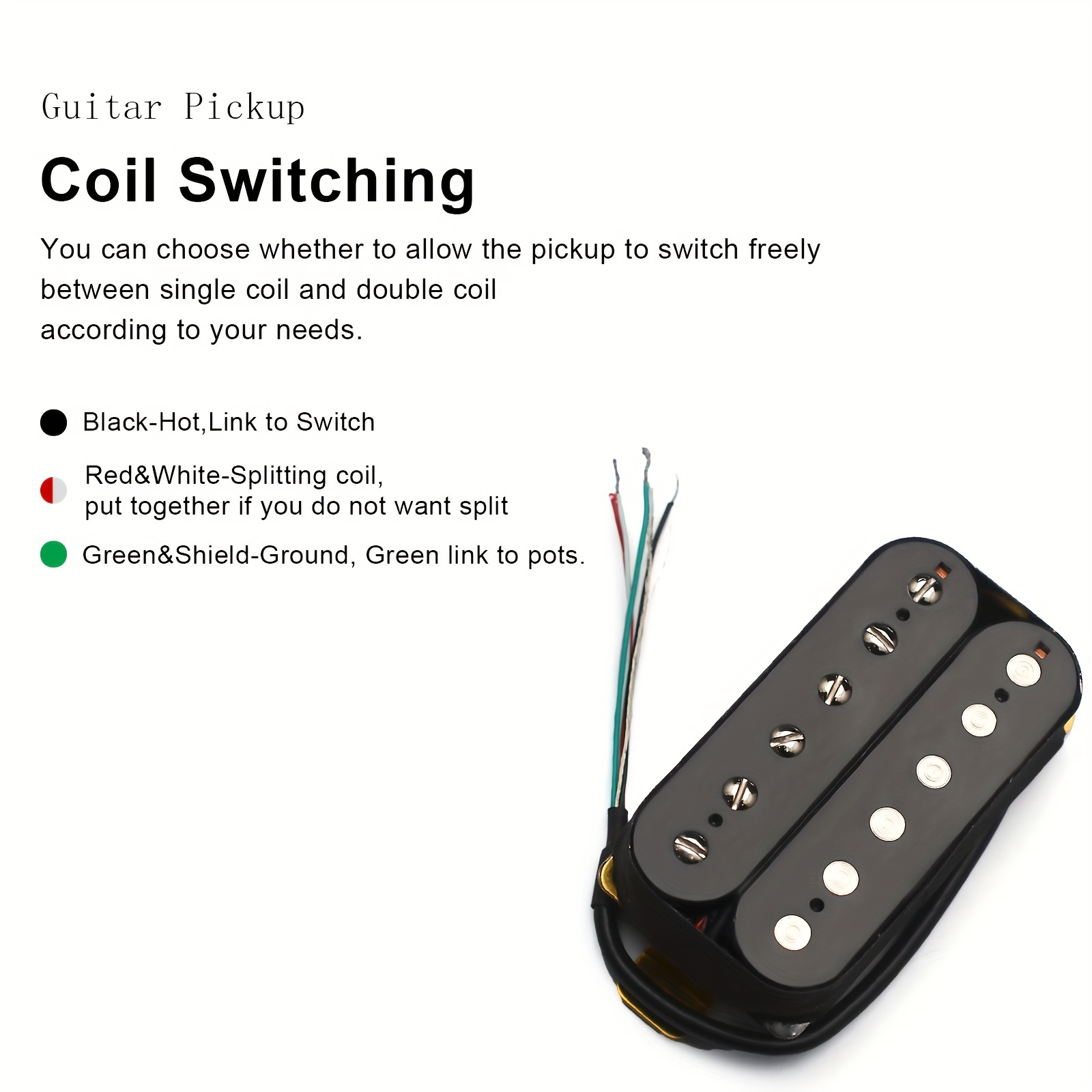 1 Set (N+) Humbucker Electric Guitar Pickup Set with Coil Splitting - High Output Dual Coil Design (7.5K/15K), 4-Conductor Cable for coil Splitting, Compatible with Strat, Les Paul, SG, for, Blues, Metal - & Plastic Bobbin