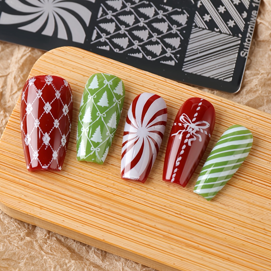 French Christmas Nail Stamping Plate with Templates
