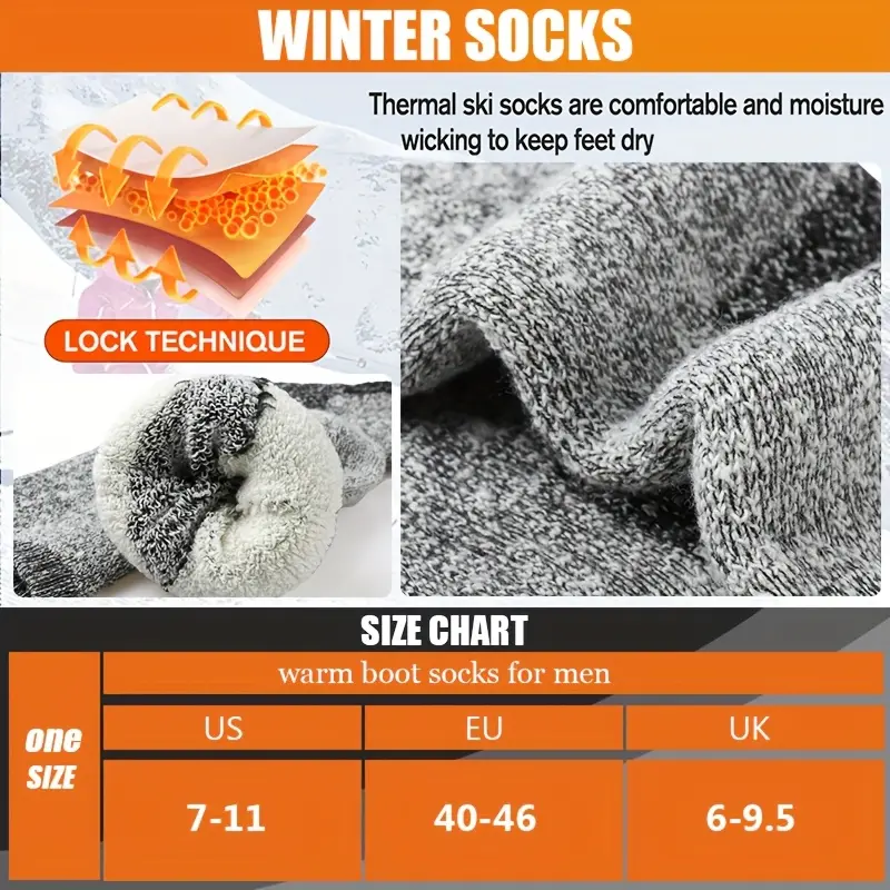 3 pair mens weather thermal socks heavy duty winter socks with arch support anti fall stability high thermal insulation for 20 f 29 c mountaineering ice climbing wear hand wash only ideal for teens adults mountaineering gear thick velvet Product details 3