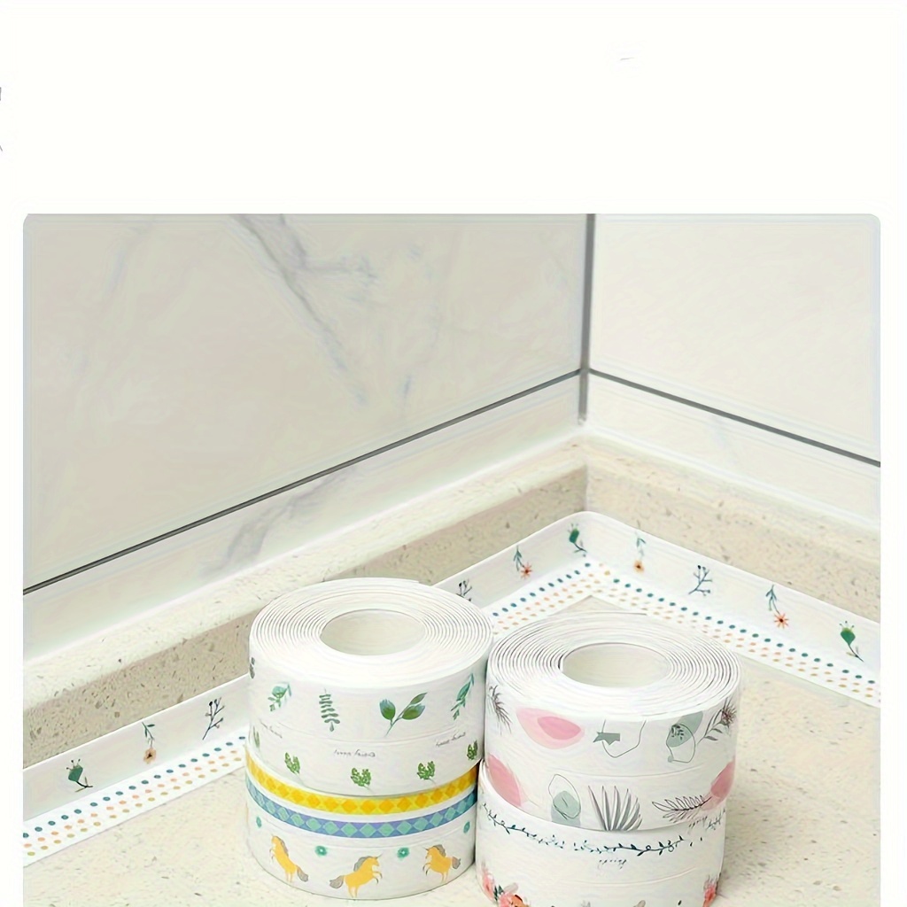 

1roll Toilet Kitchen Anti-mildew Oil-proof Beauty Seam Stickers, Self-adhesive Beauty Seam Waterproof Stickers, Toilet Stickers For Washroom Bathroom Ground