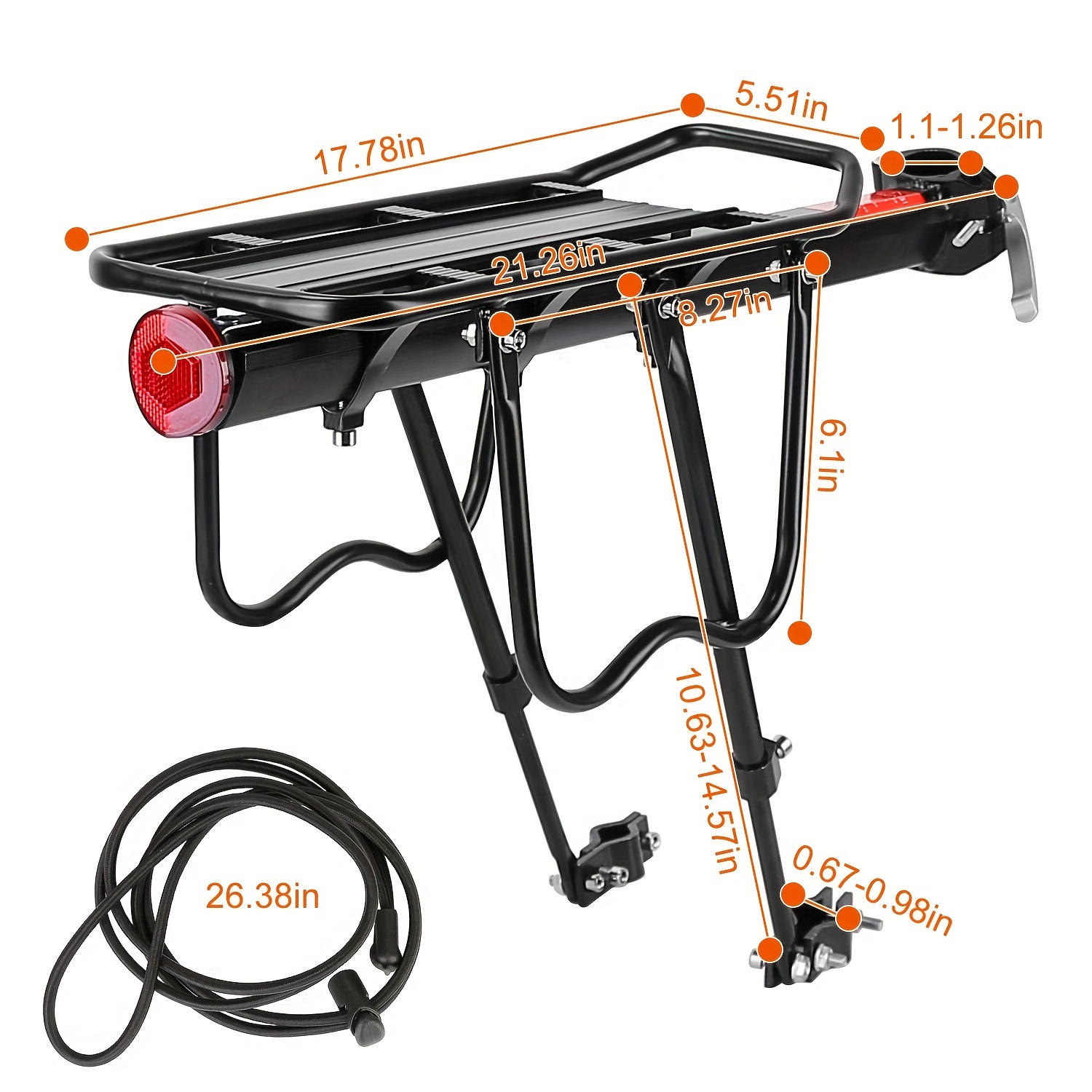 TEMU 1pc Removable Rear Rack, Portable Luggage Rack With Strong Load-bearing Springs, Multi-functional Bike Rear Rack With Multiple Suspension Options