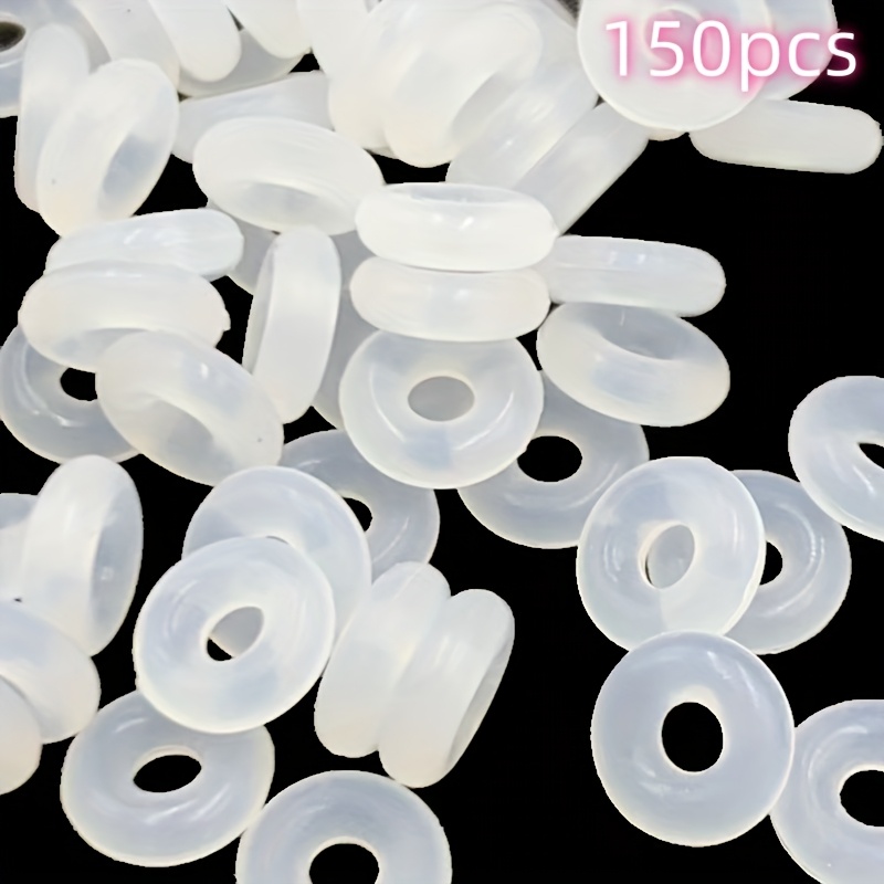 E-shop 150 Stück Silikon-Perlenstopper für DIY-Schmuck – Transparent Schwarz & Weiß, 2mm Loch Sicherheitsclips, Langlebige Flexible Bastelzubehör für