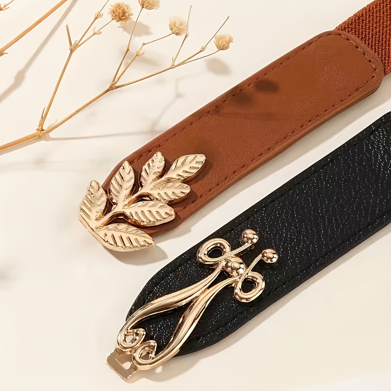 2pcs Stylish Elastic Waist Belts | Geometric Women'S Dress and Sweater Jacket Cinched Waist with and Ferroalloy Buckle