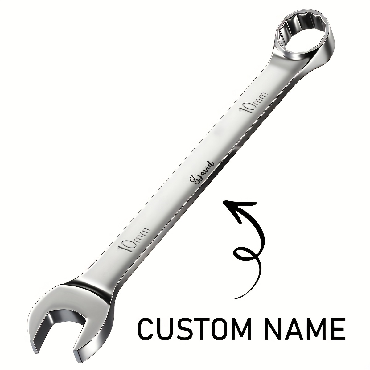 TEMU Custom Name Double-ended Wrench, 1pc, Practical Tool, Gift For Men/father/husband/brother, Suitable For Car And Bicycle Repair, For