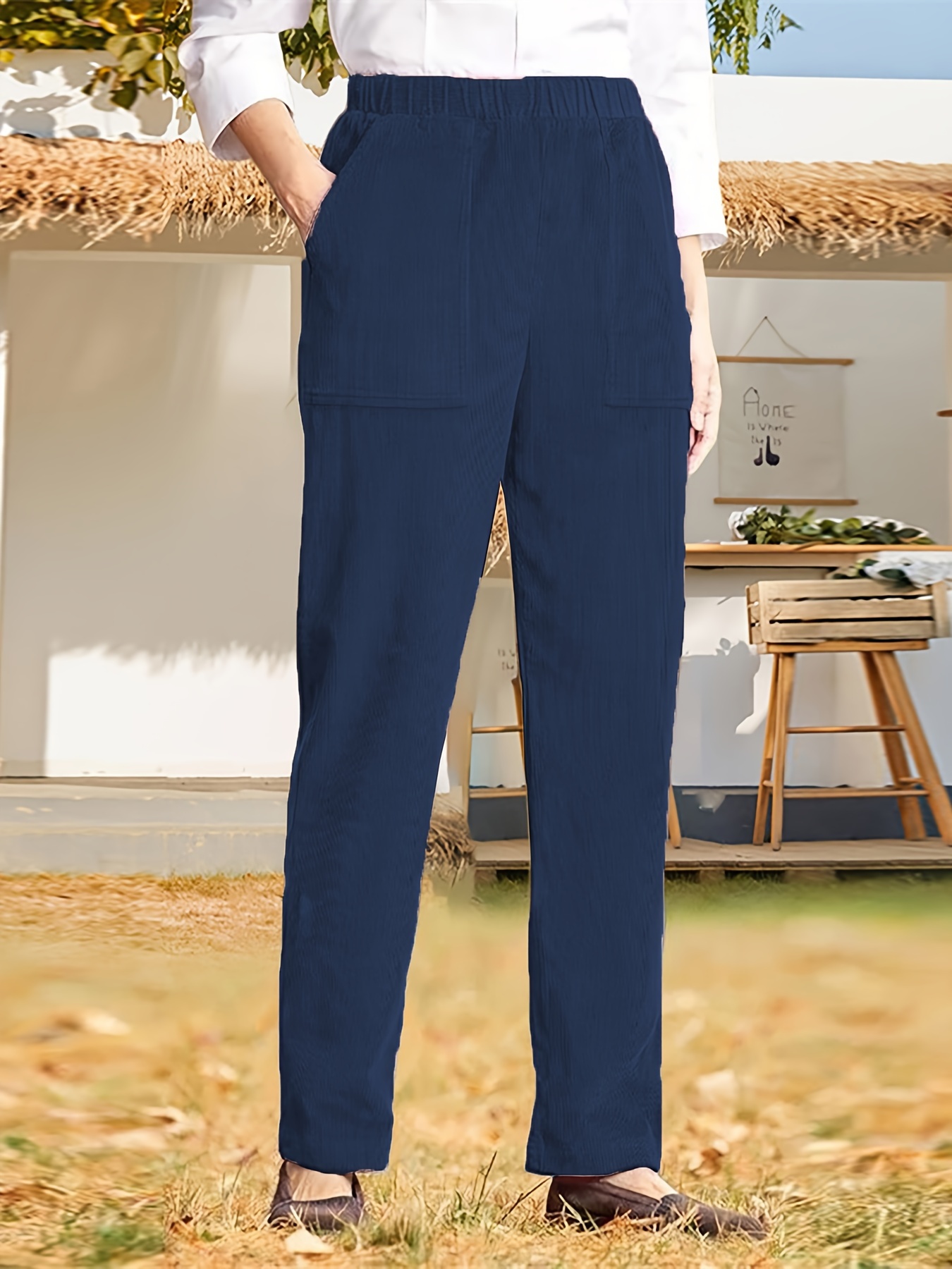 Women Navy Blue Pants - Temu Canada