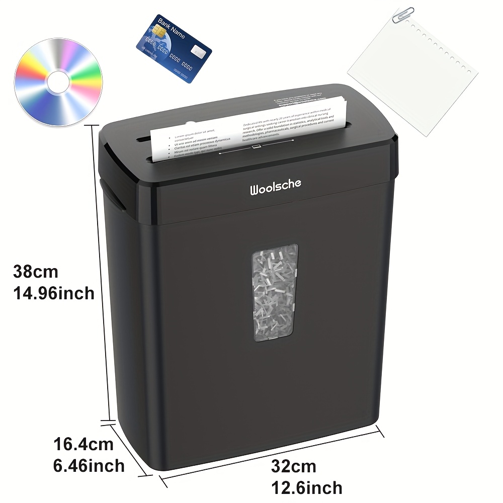 Home Office , Woolscher Horizontal Cutting, With 3.43-gallon Waste Paper Box, P-4 Security Level, Supports Shredding Cds And Credit Cards, Durable And Fast - Anti Card System