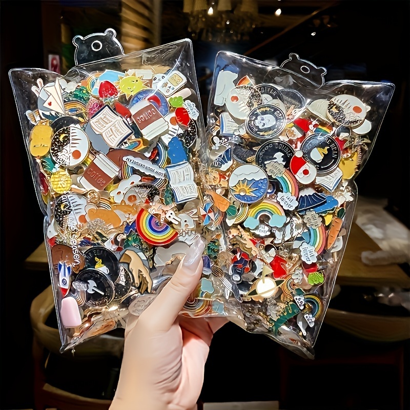 

30pcs Cute Cartoon Enamel Brooch Set - Alloy Pins For Clothing & Accessories, Fashion Badges