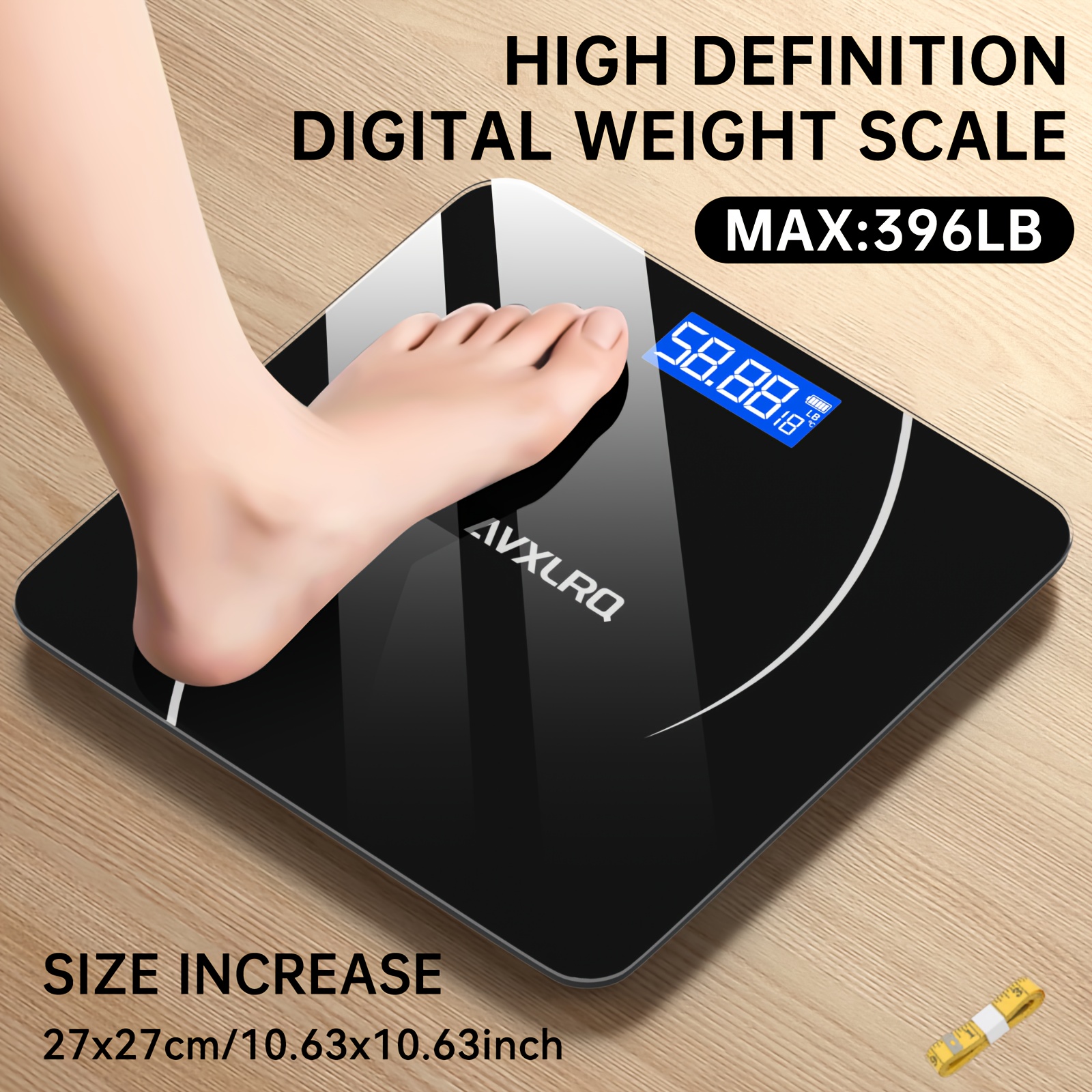 TEMU Báscula de Peso Electrónica, Báscula de Baño Digital de 396 Libras, Báscula de Peso de Precisión con Pantalla LCD de Definición y Visualización
