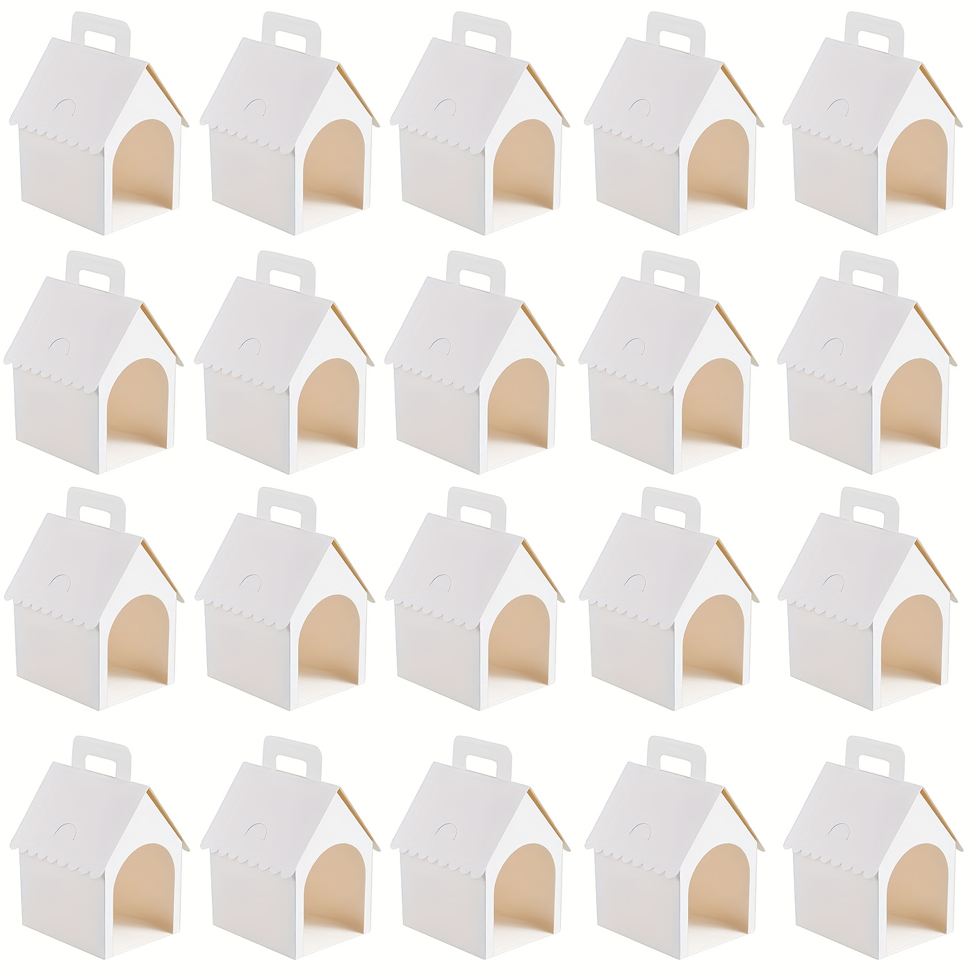 TEMU Gift For Her/him 20pcs Dog-themed Gift Box Set With Hole And Foldable Design, White Paper Doghouse And Additions, Suitable For Puppy Adoption,