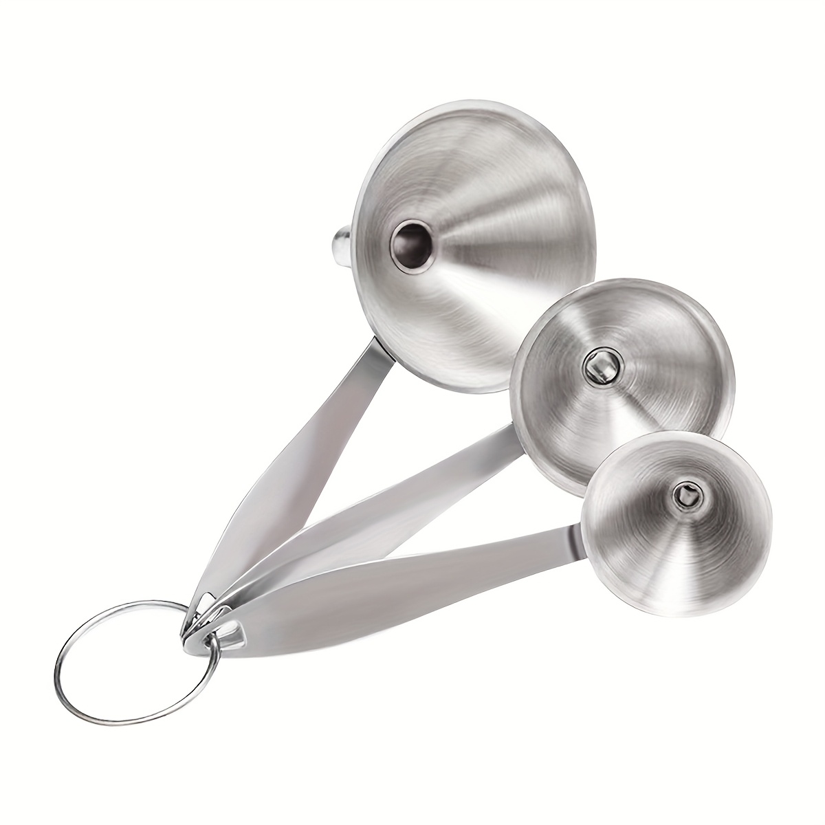TEMU 3pcs Long Handle Stainless Steel Funnel Kitchen Household Oil Pourer