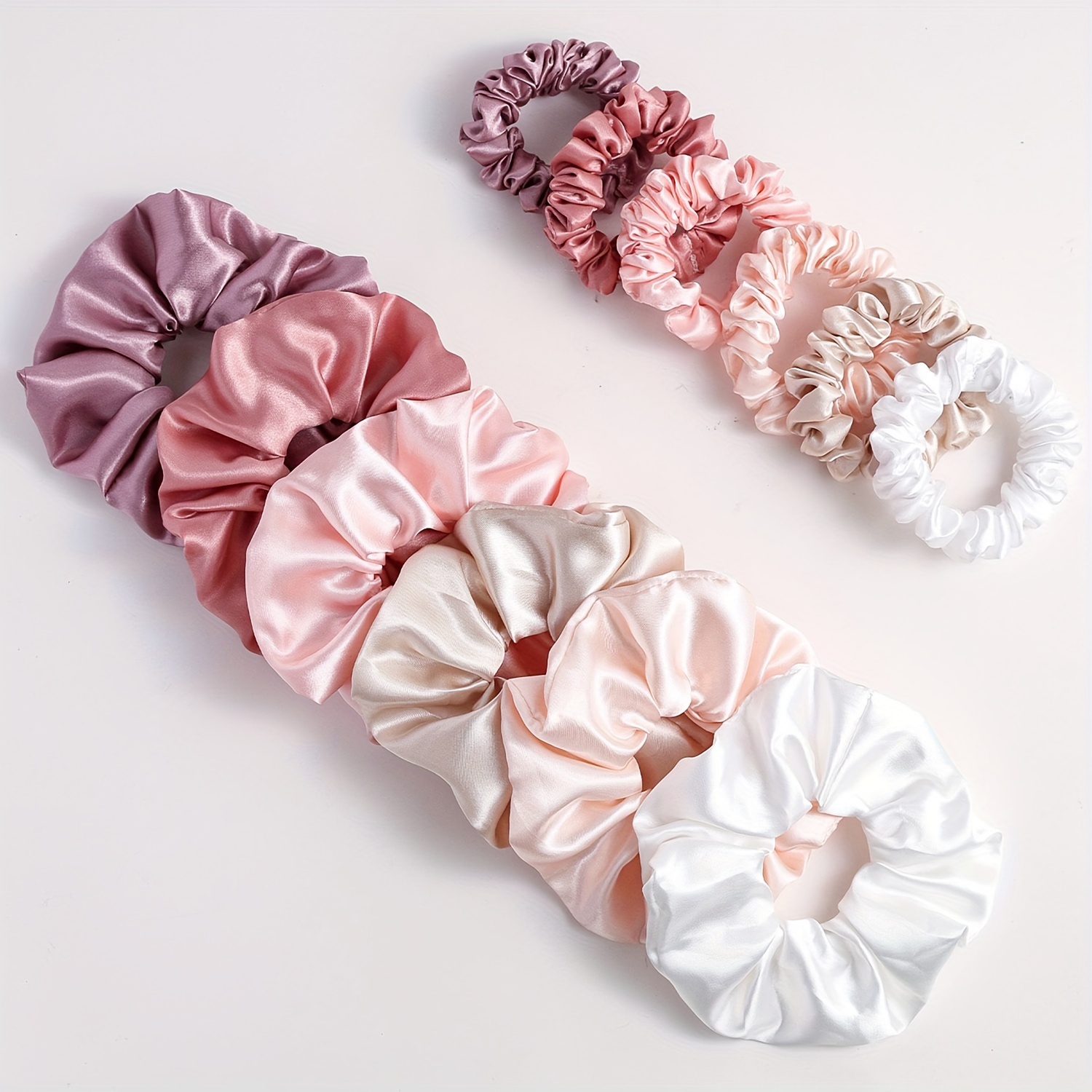 

12-pack Elegant Satin Scrunchies For Women - , Stretchy Hair Ties In Assorted Colors | Fabric Hair Rings For Parties And Travel