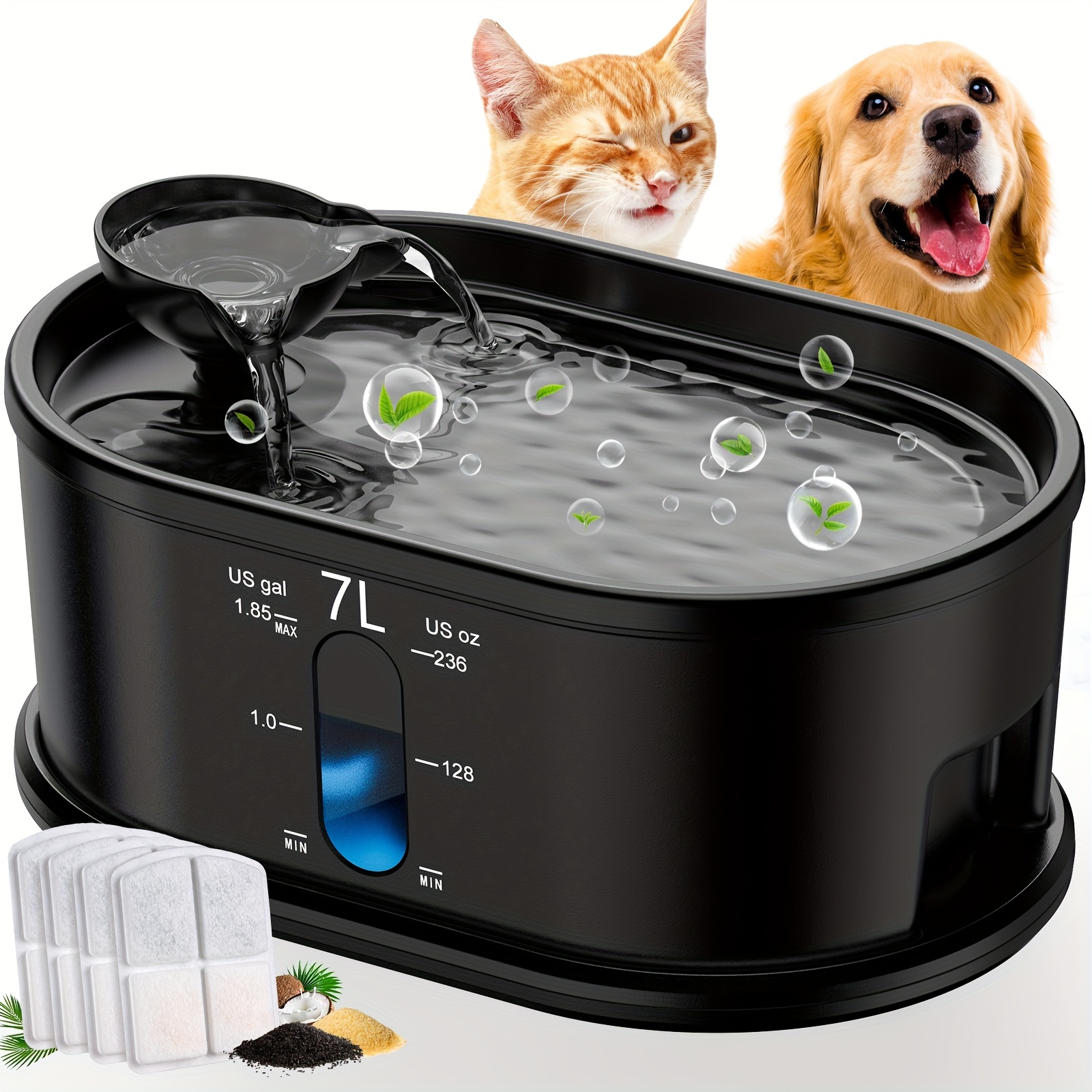 

230oz/7l Dog Water Fountain, Bpa-free, Quadruple Filtration, Ultra Quiet Filtered Dog Water Bowl For Big Dog And Multi-cat Home, Wireless Or Wired Optional, 1 Pack