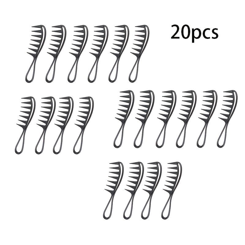 TEMU 20pcs Peigne à dents larges | Peignes à requin pour boucler Accessoires de coiffure Salon professionnel Afro Peigne à poils épais Anti-statique