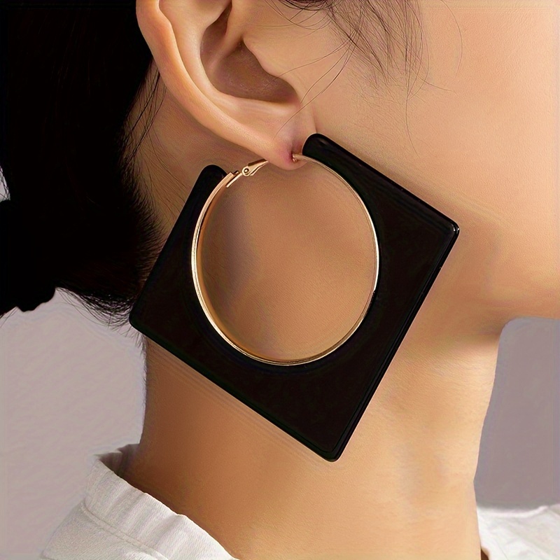 黒楕円形の合成宝石の装飾フープイヤリングレトロボヘミアンスタイル合金ジュエリー繊細な女性のギフト - Temu Japan