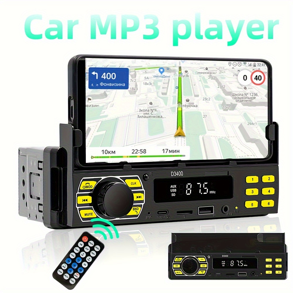 

Single Din Car Radio Stereo 12v Remote Control Car Mp3 Player With Fm/usb/sd/aux-in+ Mobile Phone Holder