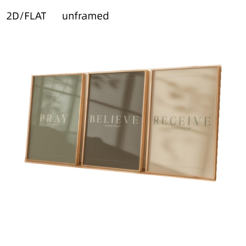 TEMU 2d Flat, 2d/flat 3pcs Set (frameless Canvas Poster) Faith Reception Sage Decoration | Christian Printable Set | Minimalist Faith Decoration |