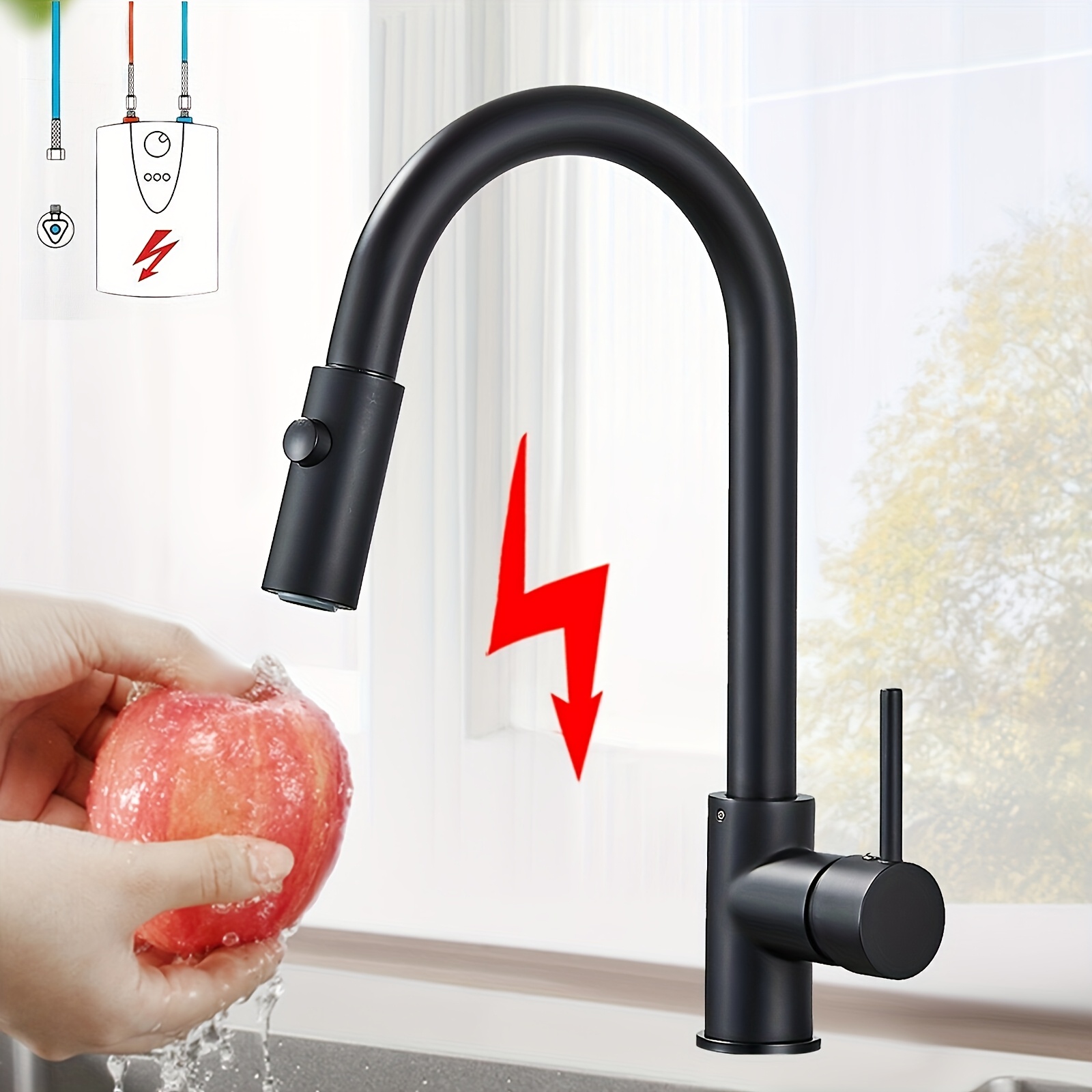 Matte Black Kitchen Tap With Pull-out Shower Tap Kitchen Mixer Taps For Kitchen Tap Single Lever Mixer Tap For Kitchen Sink Sink Mixer Tap