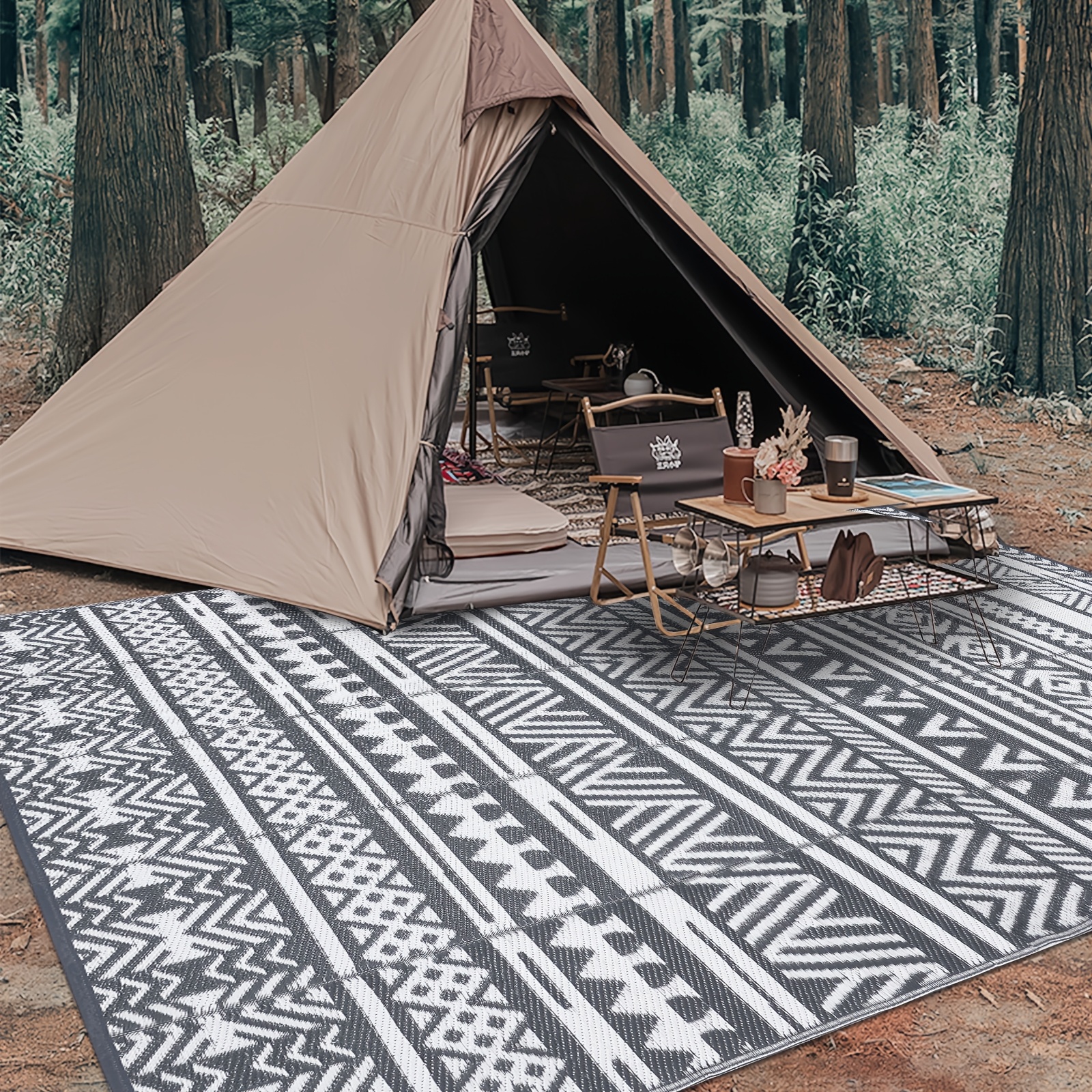 Image of Outdoor Mat 180 X 270cm, Plastic Reversible Area Mat Garden Mat, Large Uv Resistant Floor Mat For Outdoors, Rv, Patio, Backyard, Deck, Picnic, Beach, Camping