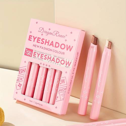 6pcs Glitter Dual-Color Gradient Eyeshadow Stick Set, Shimmering Fine Glitter Shadow Pen, Waterproof -One Eye Makeup, Gift, Eye Shadow/eyeshadow, Eyeshadow Stick/pen, Matte Lipstick Long Lasting, Lipstick Pen, , Lipstick , Good Quality Eyeshadows, Makeup Product For Women