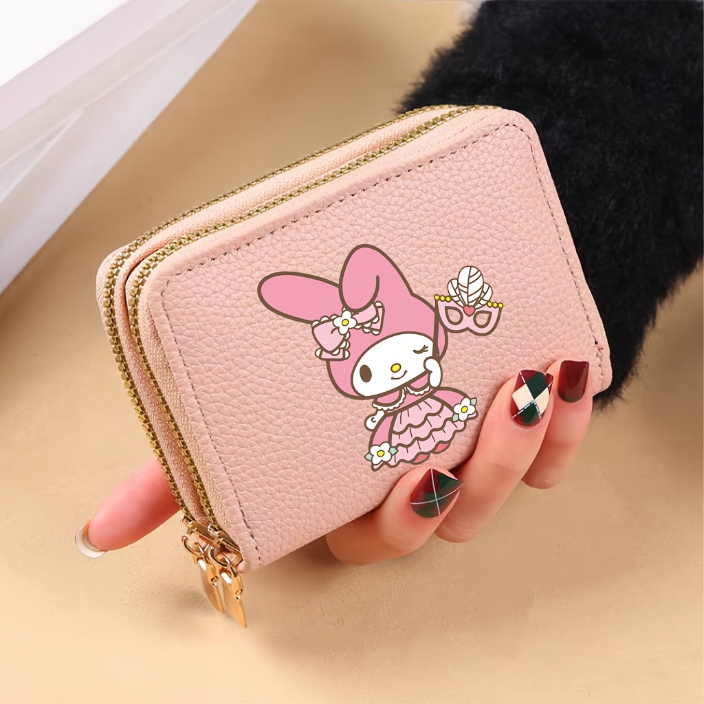 

Sanrio My Melody Pink Coin Purse - Cute Cartoon Design With Bunny Ears & Floral Embellishments, Compact Multi-functional Wallet With Large Capacity Card Holder, Perfect Gift For Women, Cute Purse