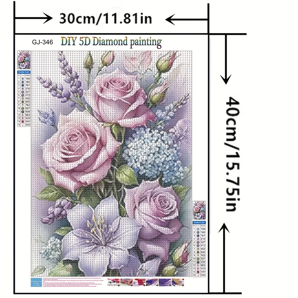 1pc Diy Diamond Painting Flower Floral Decoration Holiday Gift Mosaic 30*40cm/15.75*11.81in