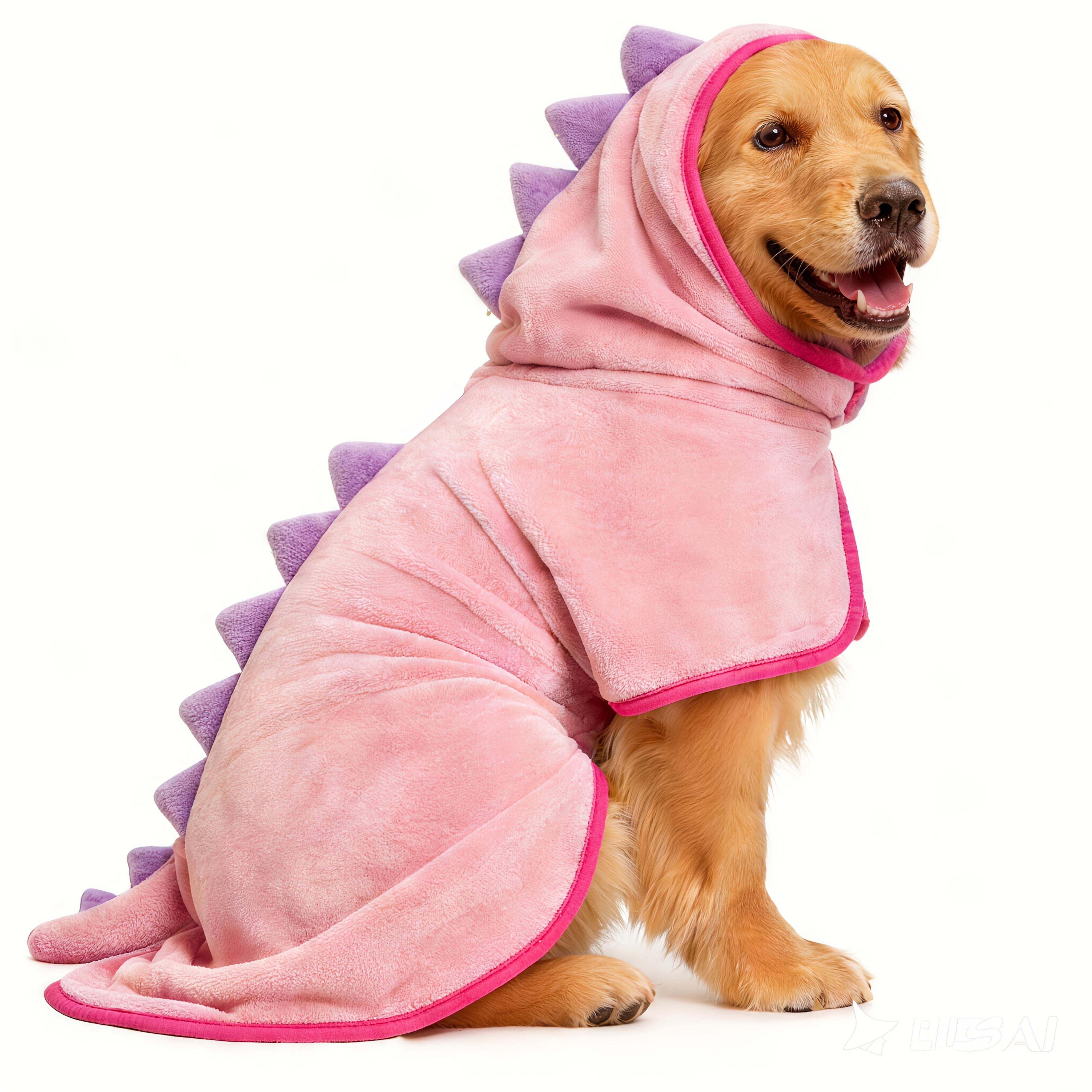 TEMU Peignoir pour chien 2-en-1, manteau d'hiver chaud, serviette à capuche en molleton super absorbant avec ceinture à boucles réglable, costume de
